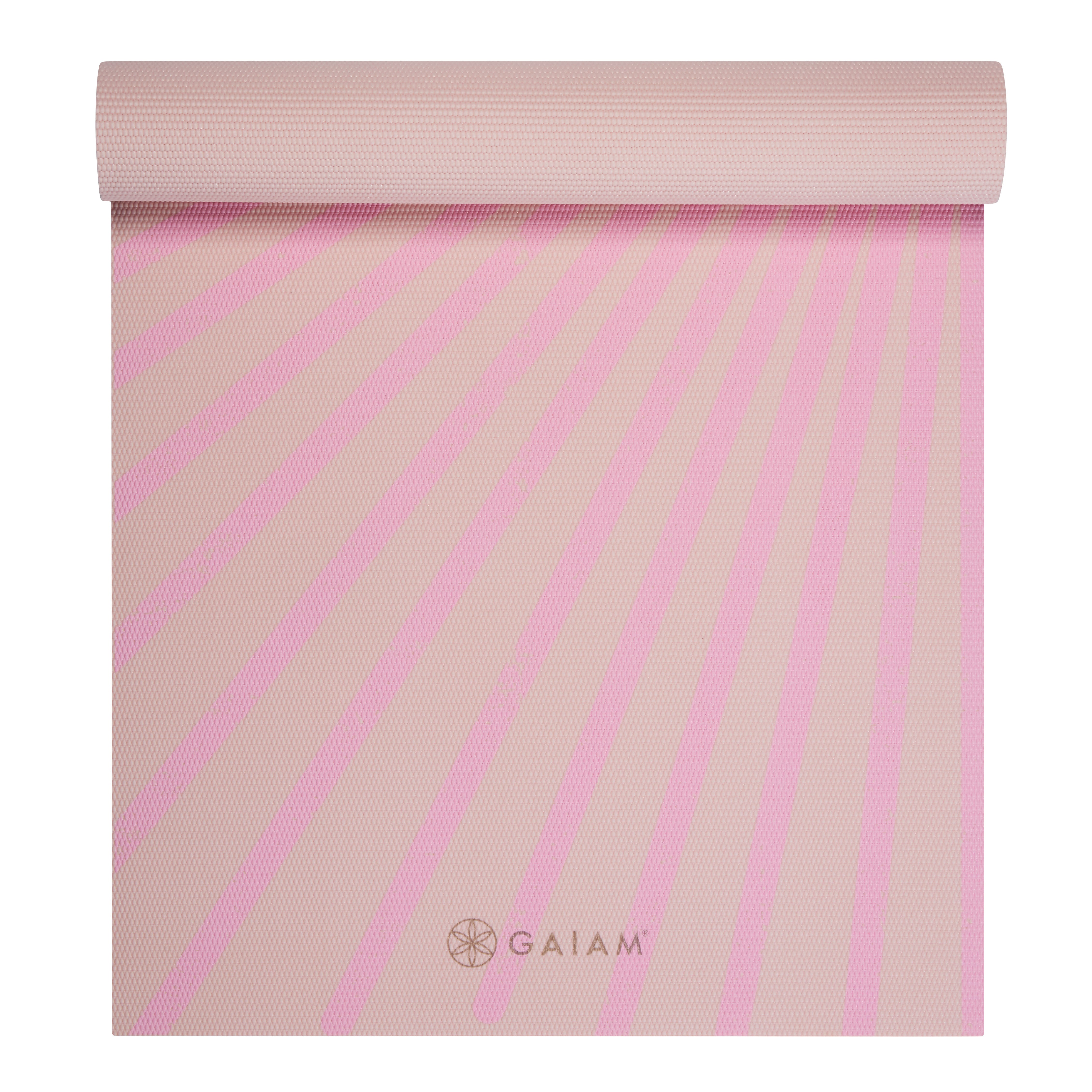 Gaiam Sun Light Pink Yoga Mat top rolled